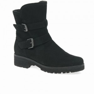 Bottines Gabor Shiraz Buckle Detail Biker Boots Femme Noir | YVTM-13857