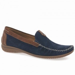 Chaussures Plates Gabor California Sporty Moccasins Femme Bleu Marine Marron | AEDV-16489