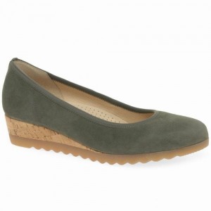 Compensées Gabor Epworth Low Wedge Heeled Femme Vert Olive | YDOI-25706