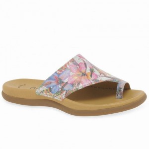 Mules Gabor Lanzarote Printed Toe Loop Femme Fleur | CVZU-06924