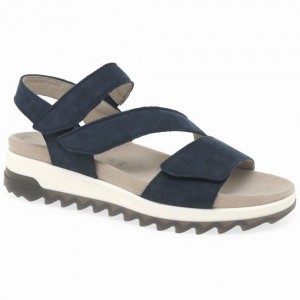 Sandale Compensée Gabor Verity Strappy Low Heeled Femme Bleu | ZOLE-93418