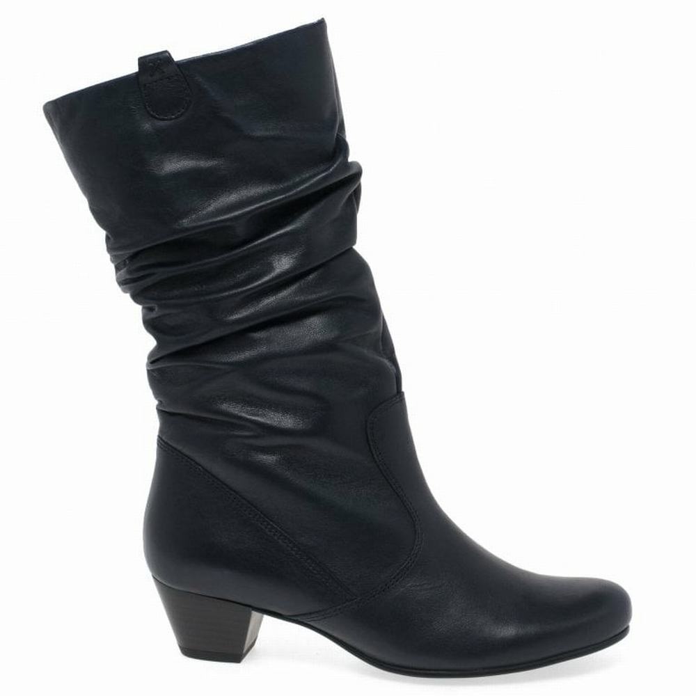 Botte Hiver Gabor Rachel Leather Wide Fitting Boots Femme Noir | CXUE-47859