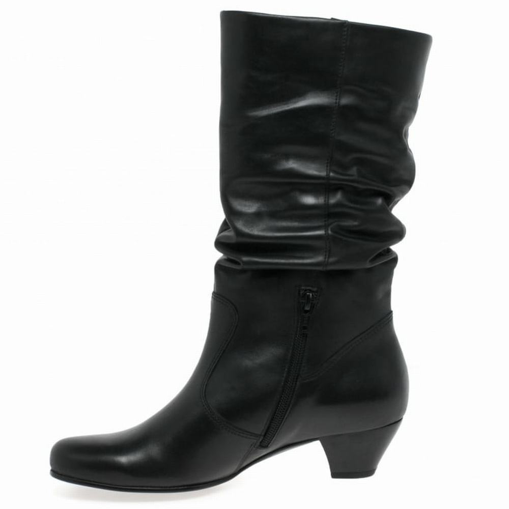 Botte Hiver Gabor Rachel Leather Wide Fitting Boots Femme Noir | DZEQ-08654