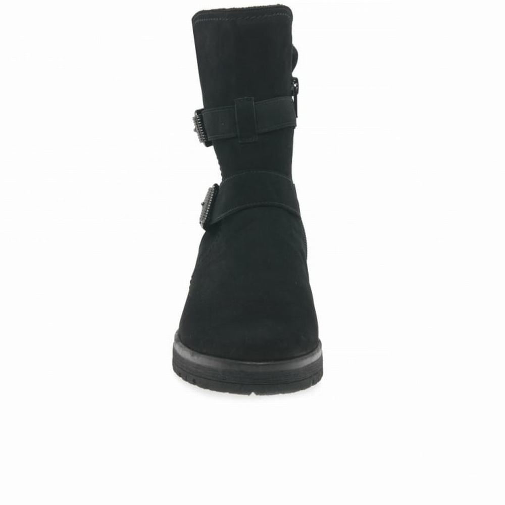 Bottines Gabor Shiraz Buckle Detail Biker Boots Femme Noir | YVTM-13857