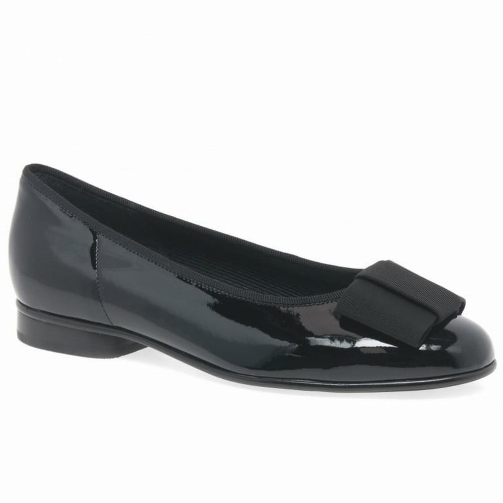 Chaussures Plates Gabor Assist Bow Trim Ballerina Flats Femme Noir | PJON-65294