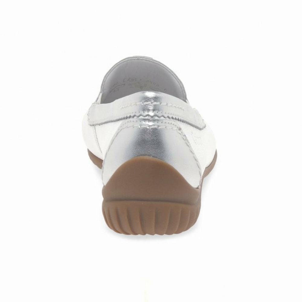 Chaussures Plates Gabor California Sporty Moccasins Femme Blanche Argent | AIZG-81792