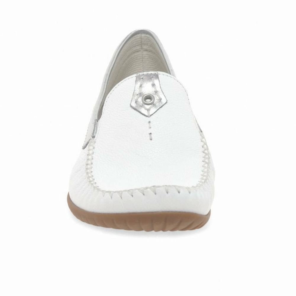 Chaussures Plates Gabor California Sporty Moccasins Femme Blanche Argent | AIZG-81792