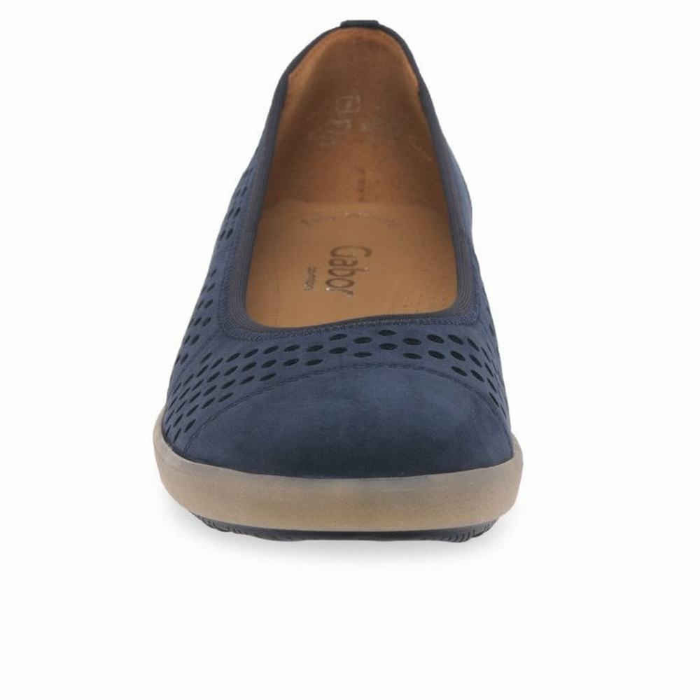 Chaussures Plates Gabor Pattie Punched Detail Casual Femme Bleu | FMSE-82514