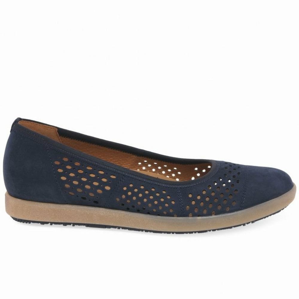 Chaussures Plates Gabor Pattie Punched Detail Casual Femme Bleu | FMSE-82514