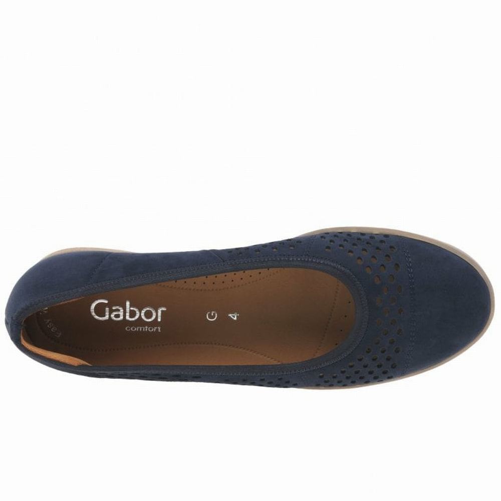 Chaussures Plates Gabor Pattie Punched Detail Casual Femme Bleu | FMSE-82514