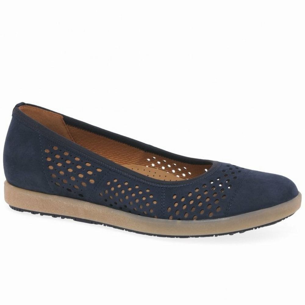 Chaussures Plates Gabor Pattie Punched Detail Casual Femme Bleu | FMSE-82514