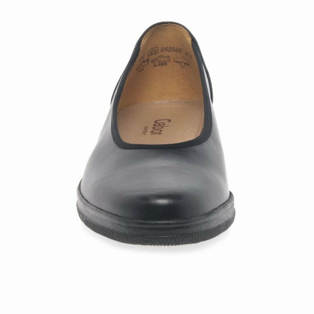 Chaussures Plates Gabor Piquet Wide Fit Ballerina Pumps Femme Noir | GMNL-67104