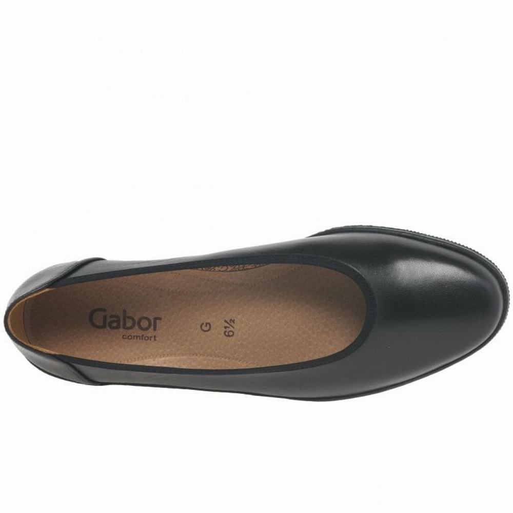 Chaussures Plates Gabor Piquet Wide Fit Ballerina Pumps Femme Noir | GMNL-67104