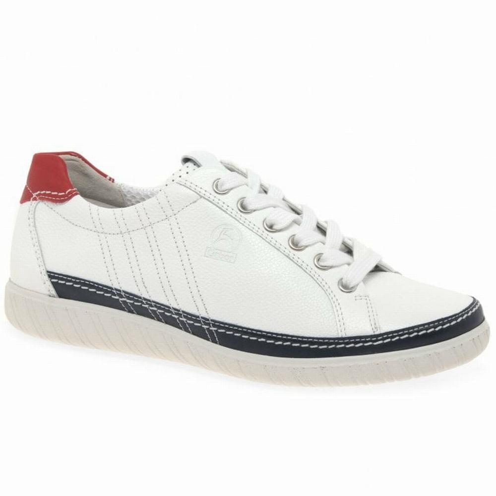 Chaussures de Sport Gabor Amulet Wide Fit Femme Blanche Bleu Marine Rouge | YLRQ-31408