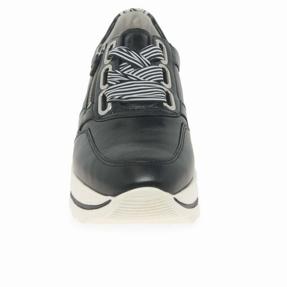 Chaussures de Sport Gabor Lattice Femme Noir Blanche | DNZV-45306