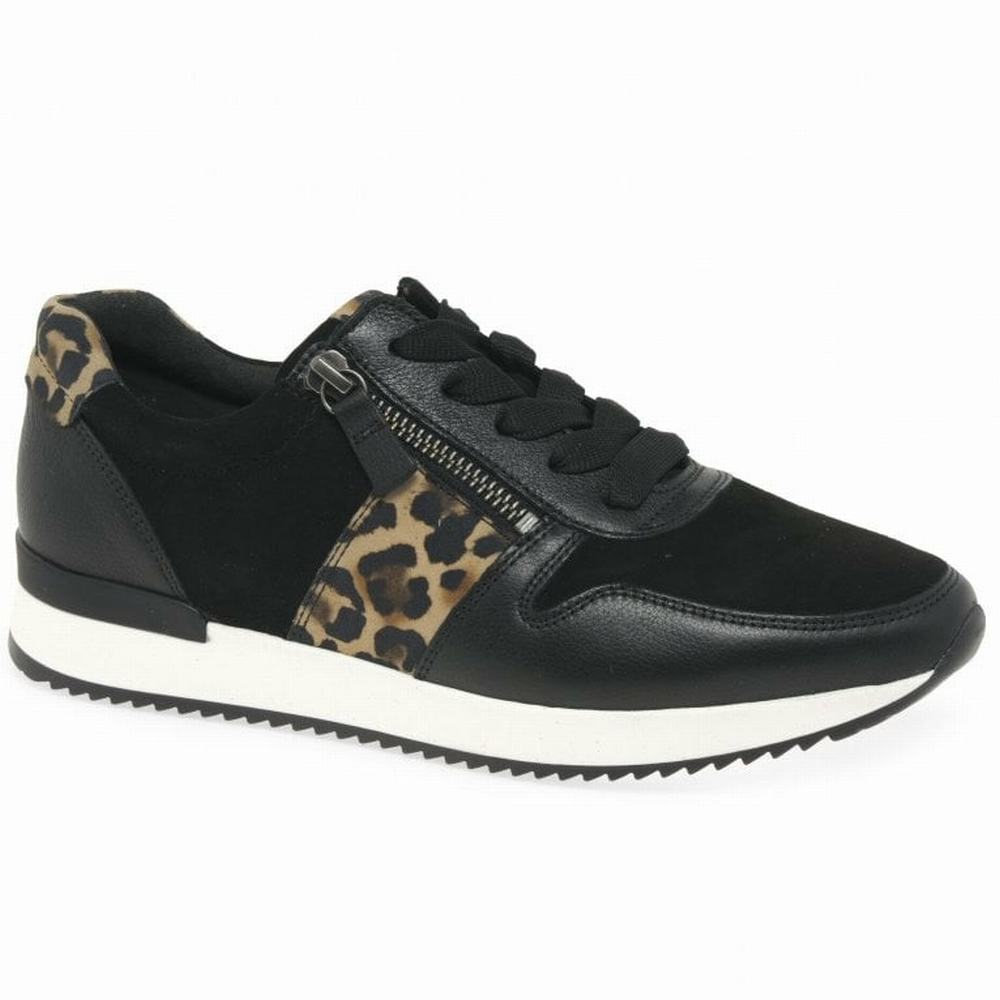 Chaussures de Sport Gabor Lulea Casual Femme Noir Leopard | BZUL-42156