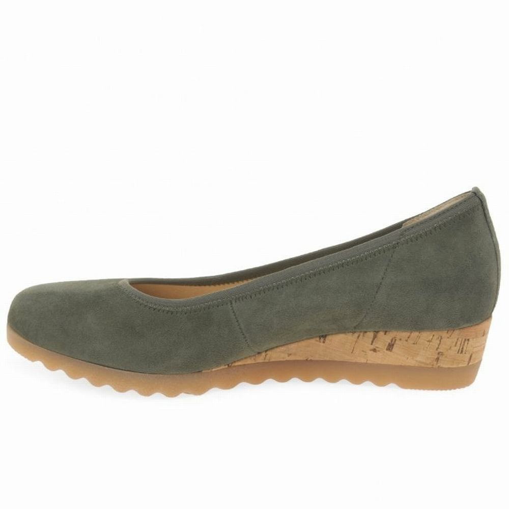 Compensées Gabor Epworth Low Wedge Heeled Femme Vert Olive | YDOI-25706