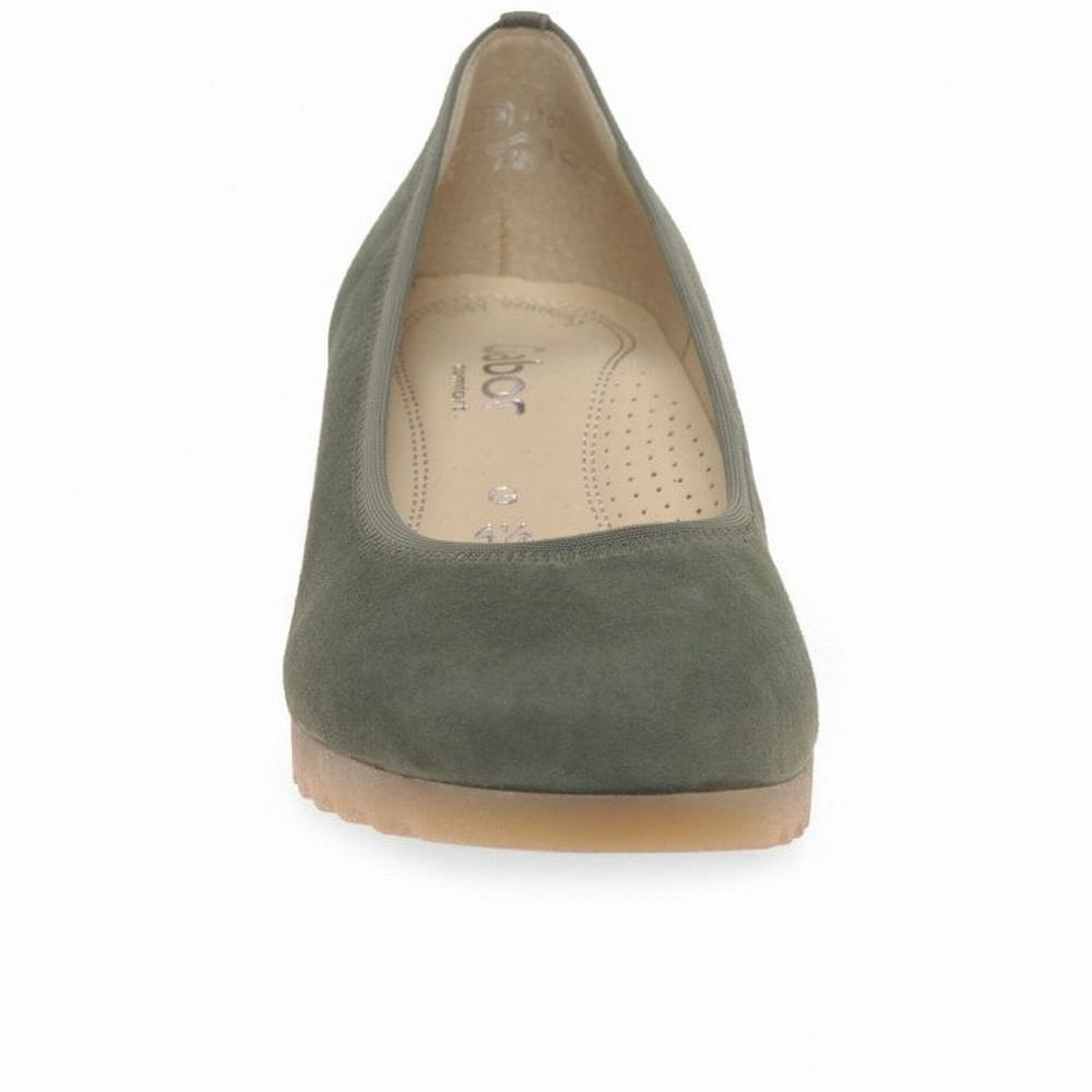 Compensées Gabor Epworth Low Wedge Heeled Femme Vert Olive | YDOI-25706