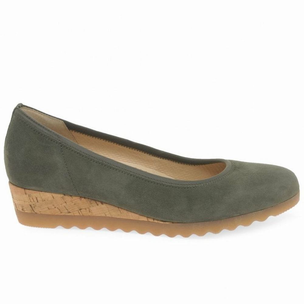 Compensées Gabor Epworth Low Wedge Heeled Femme Vert Olive | YDOI-25706