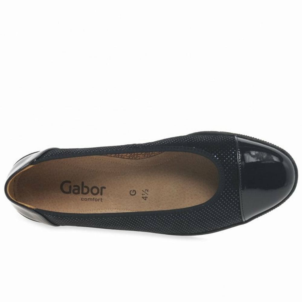 Compensées Gabor Petunia Patent Accent Low Heeled Pumps Femme Blanche | PCSZ-68412