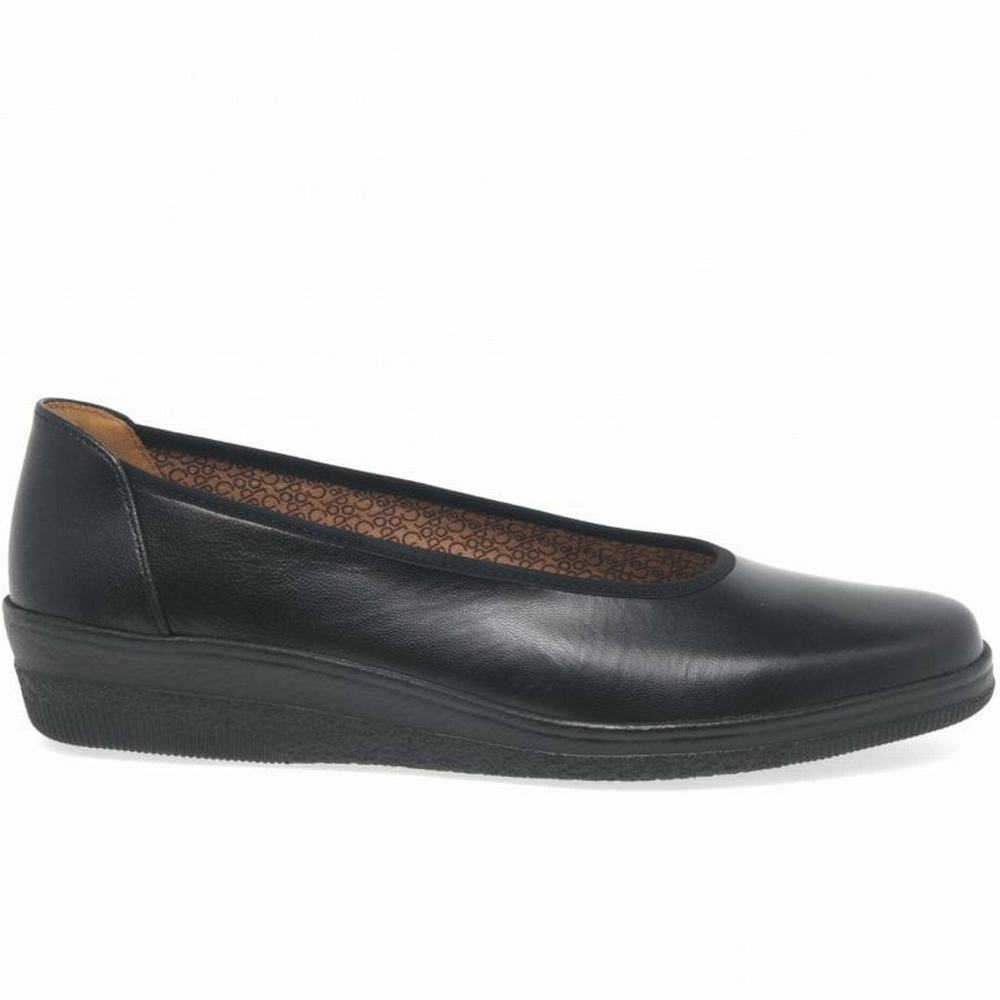 Compensées Gabor Piquet Wide Fit Ballerina Pumps Femme Noir | GBKX-12784