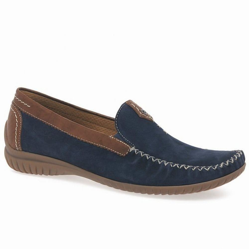 Mocassin Gabor California Sporty Femme Bleu Marine Marron | FJGM-89327