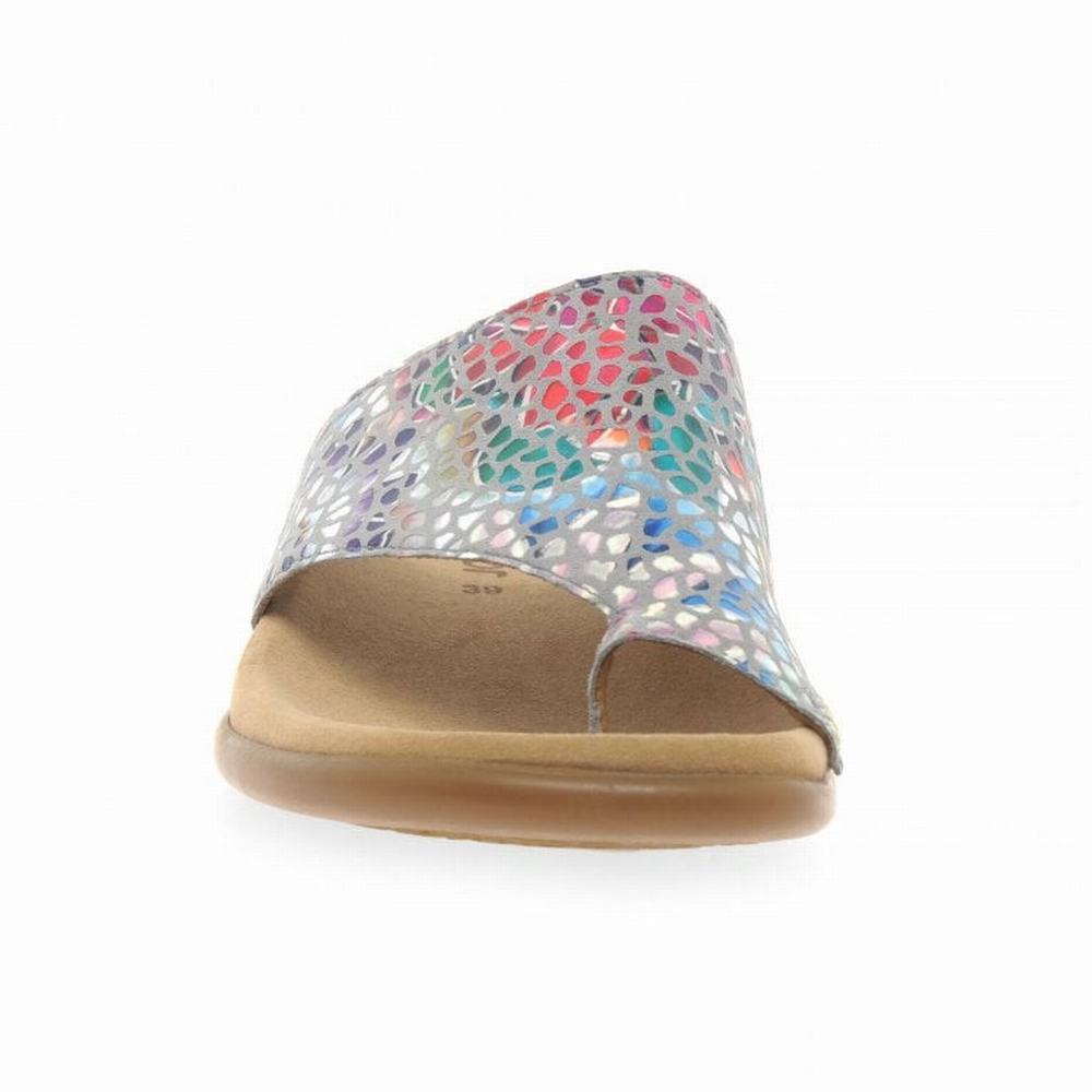 Mules Gabor Lanzarote Printed Toe Loop Femme Grise Fleur | AVSC-02931