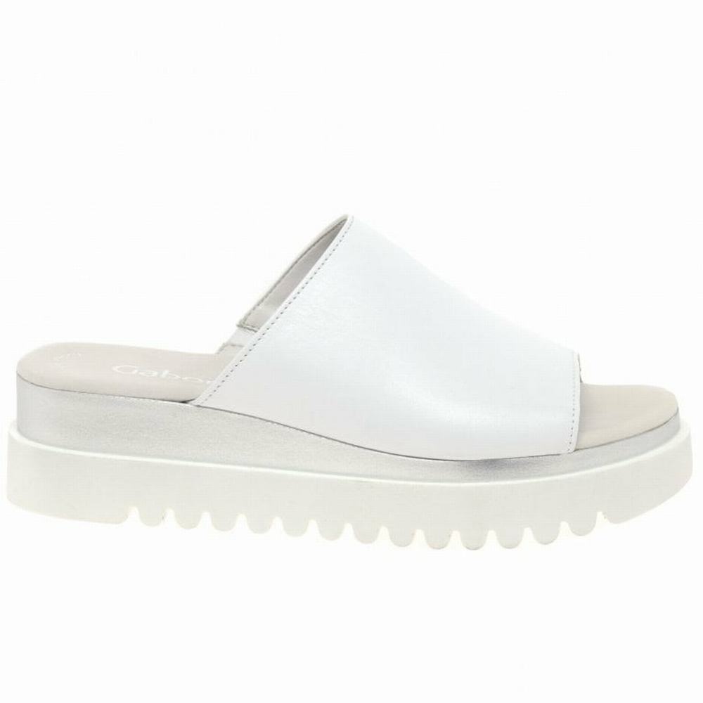 Sandale Compensée Gabor Emily-Rose Platform Femme Blanche | XRNA-63589