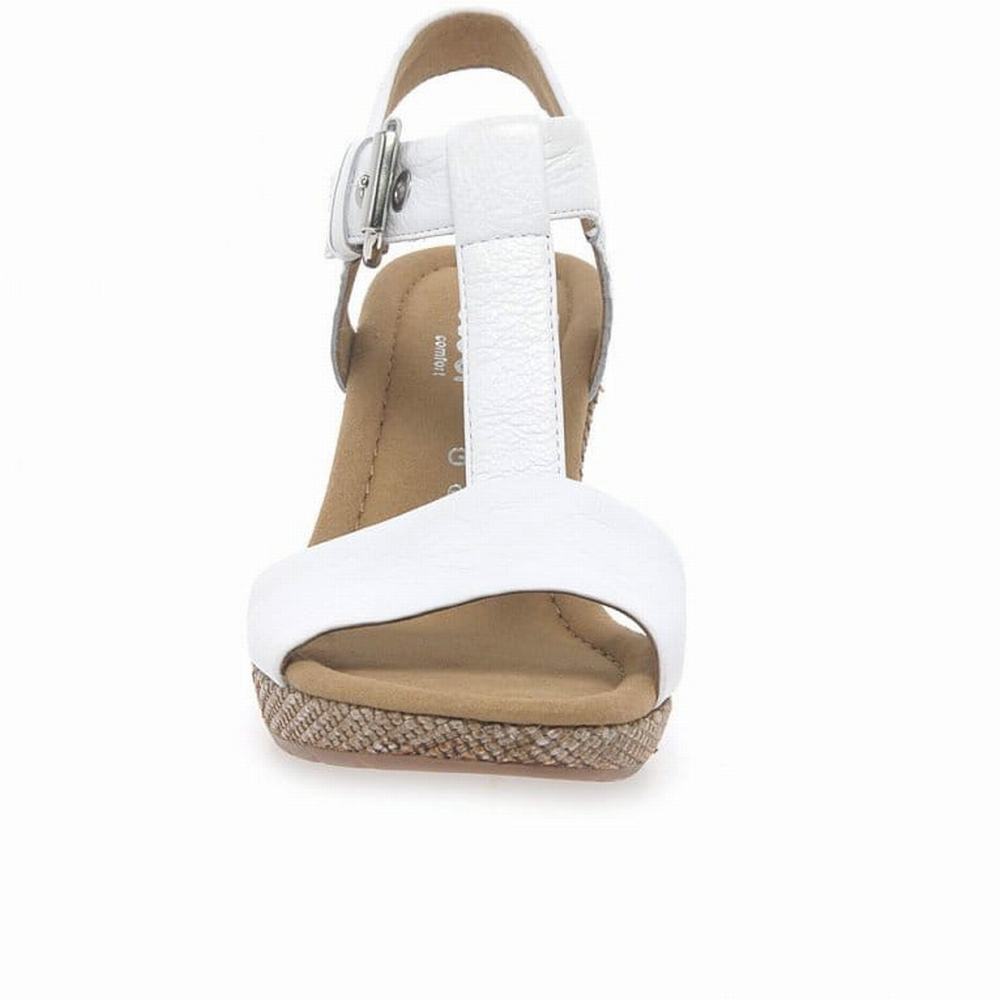 Sandale Compensée Gabor Karen Modern Femme Blanche | STIC-42538