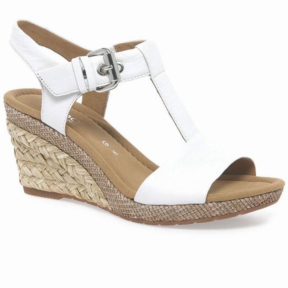 Sandale Compensée Gabor Karen Modern Femme Blanche | STIC-42538