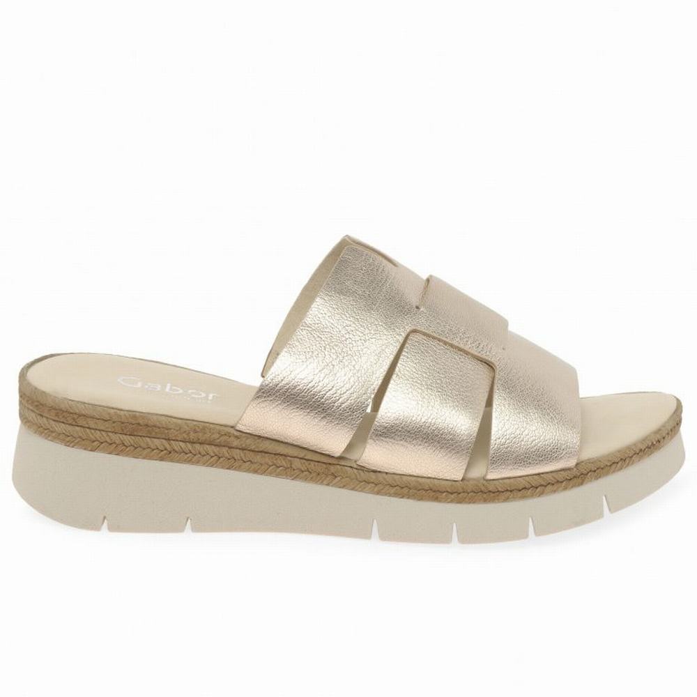 Sandale Compensée Gabor League Mule Femme Blanche | QXGB-24038