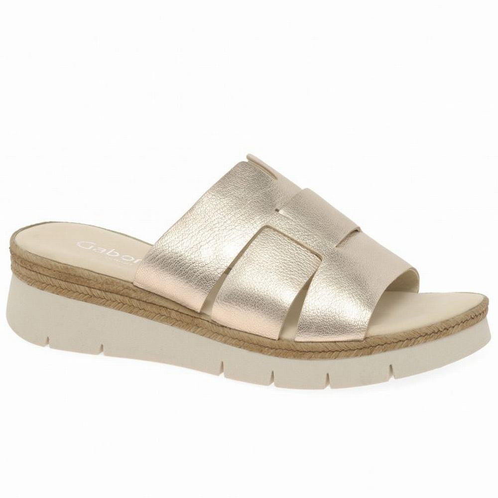 Sandale Compensée Gabor League Mule Femme Blanche | QXGB-24038