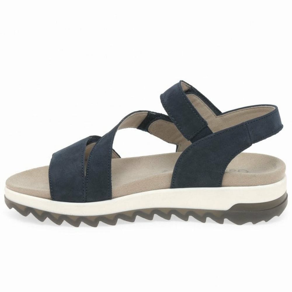 Sandale Compensée Gabor Verity Strappy Low Heeled Femme Bleu | ZOLE-93418