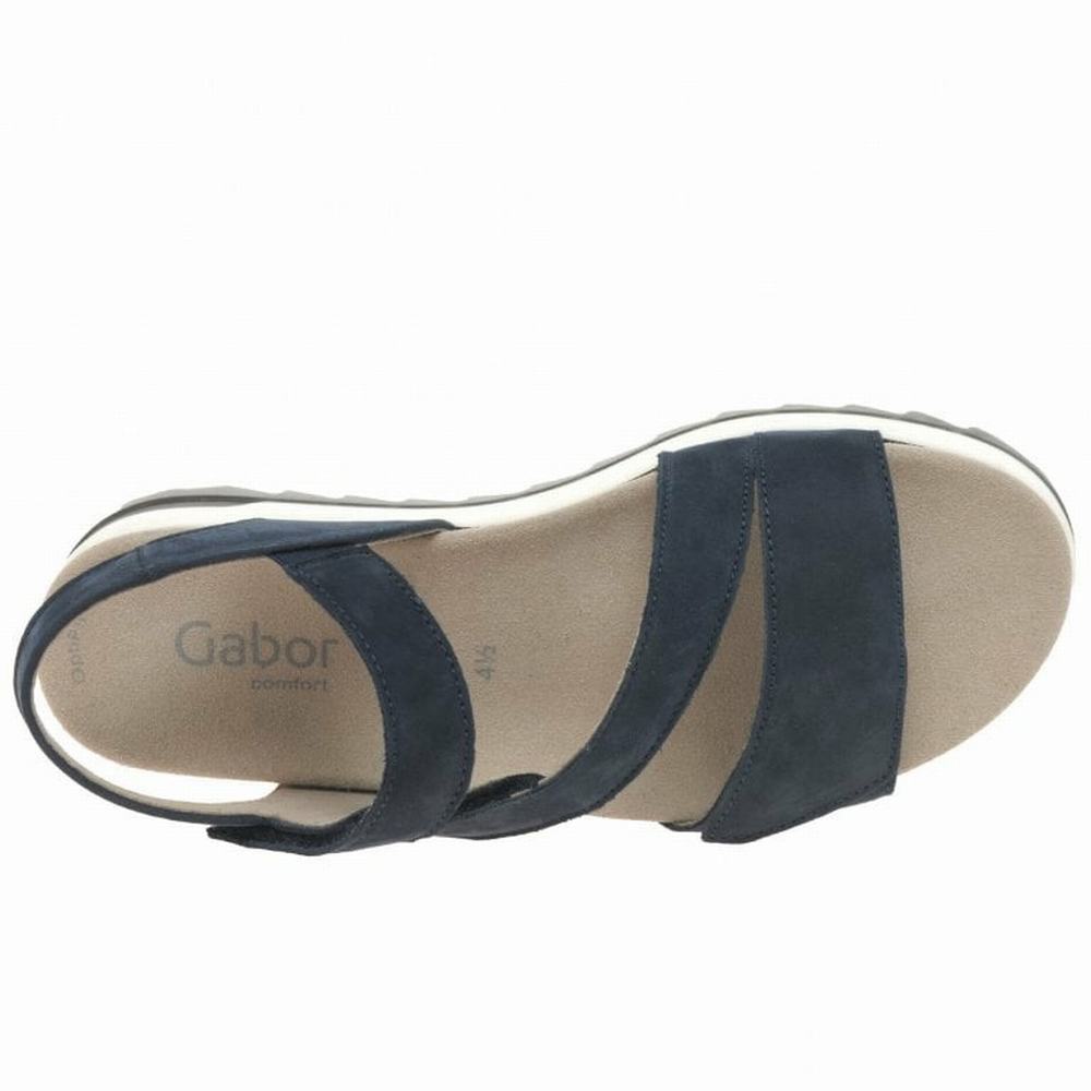 Sandale Compensée Gabor Verity Strappy Low Heeled Femme Bleu | ZOLE-93418