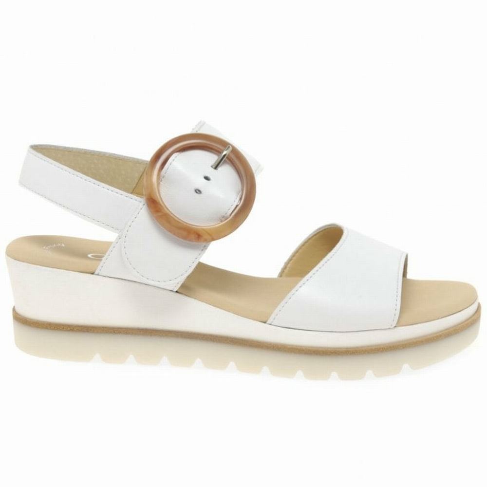 Sandale Compensée Gabor Yeo Femme Blanche | EYHK-86327