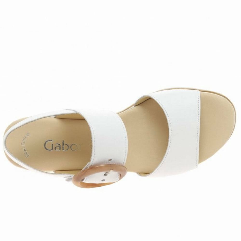 Sandale Compensée Gabor Yeo Femme Blanche | EYHK-86327