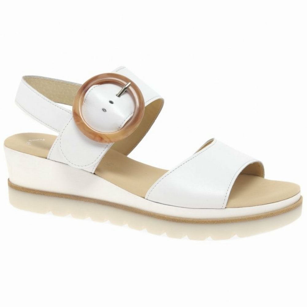 Sandale Compensée Gabor Yeo Femme Blanche | EYHK-86327