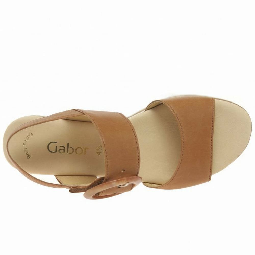 Sandale Compensée Gabor Yeo Femme Marron | INVA-42358