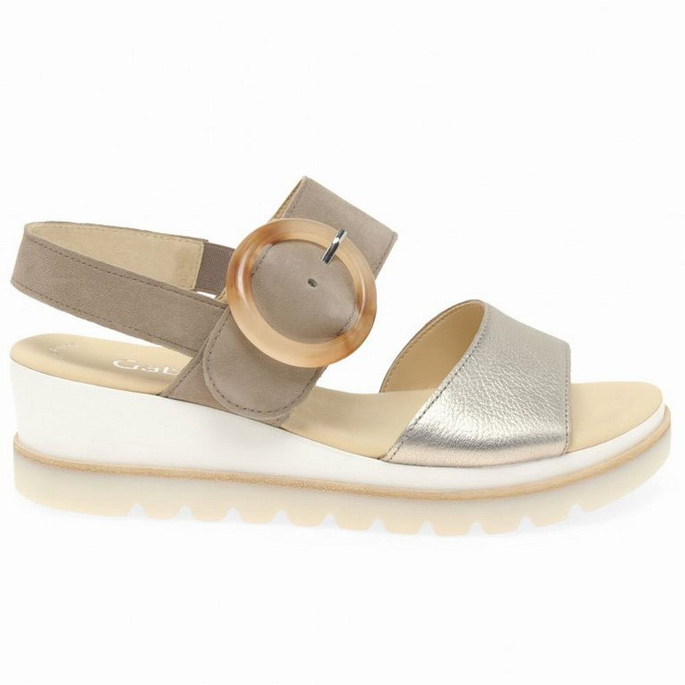 Sandale Compensée Gabor Yeo Femme Metal | AWNC-60784