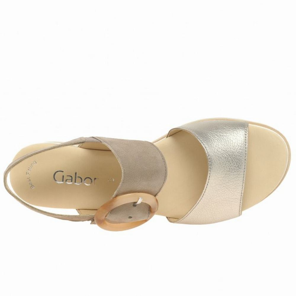 Sandale Compensée Gabor Yeo Femme Metal | AWNC-60784