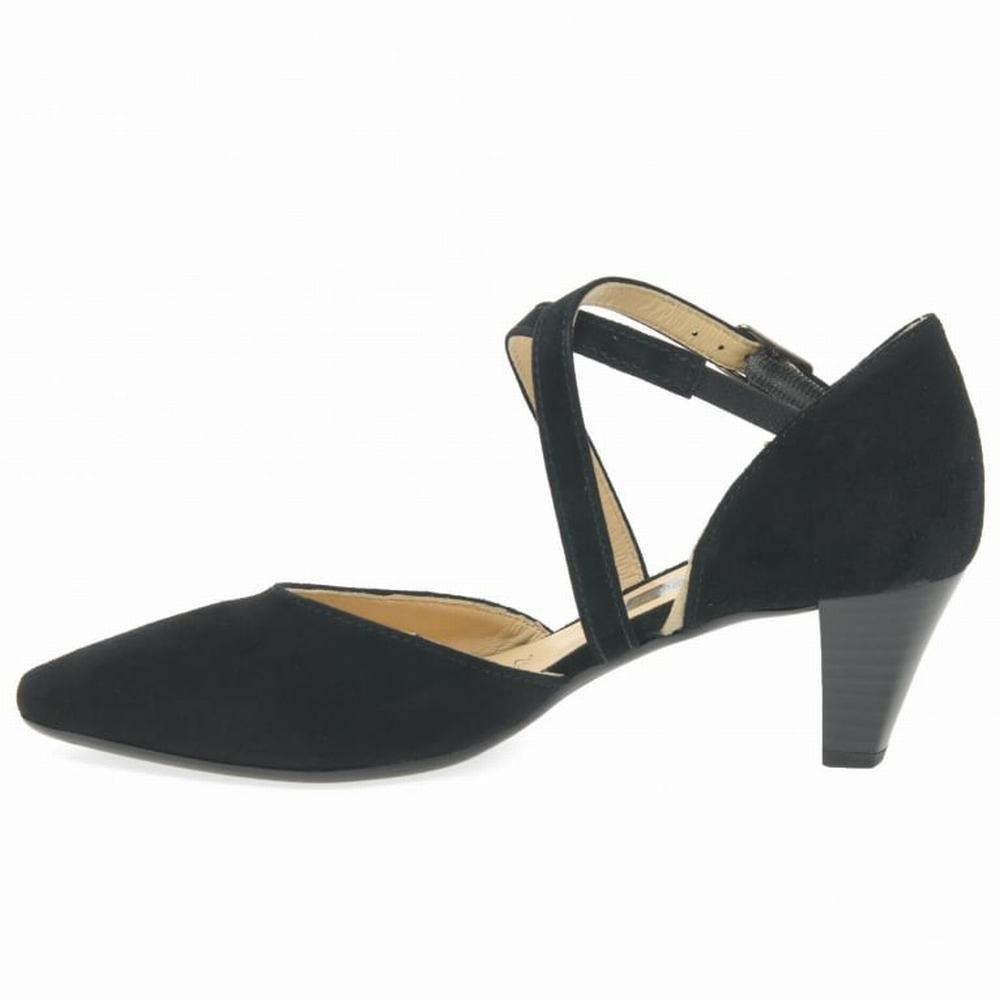 Talons Gabor Callow Modern Cross Strap Court Femme Noir | TKUX-48652