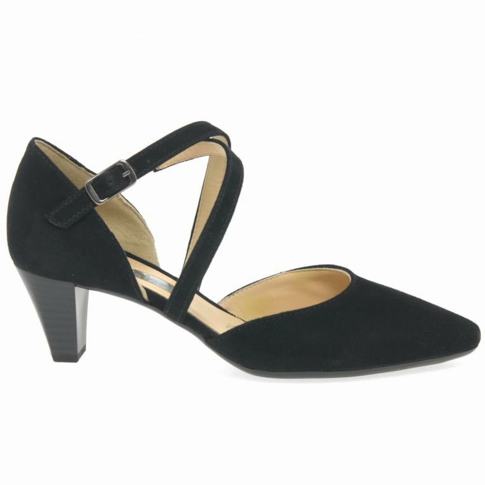 Talons Gabor Callow Modern Cross Strap Court Femme Noir | TKUX-48652