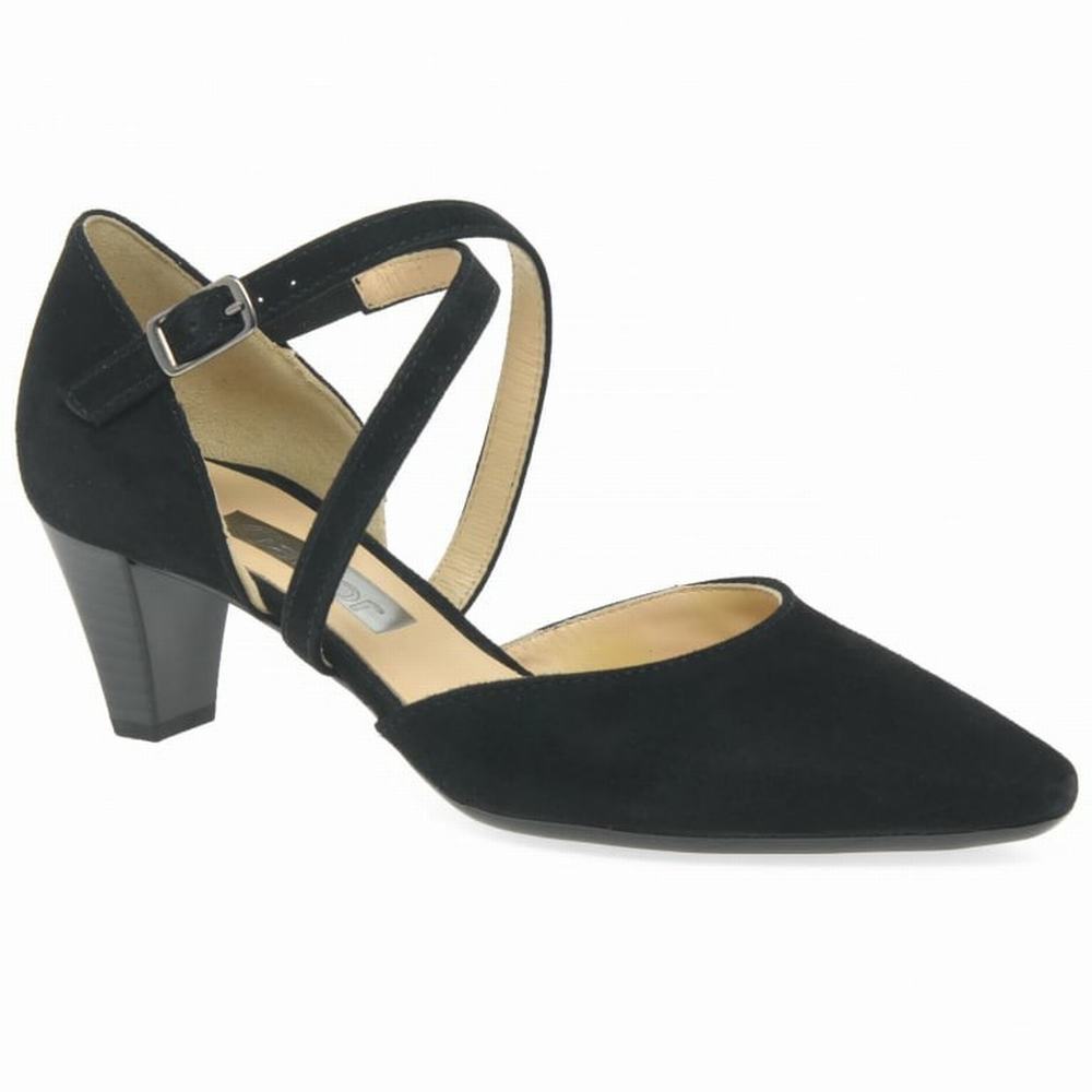 Talons Gabor Callow Modern Cross Strap Court Femme Noir | TKUX-48652