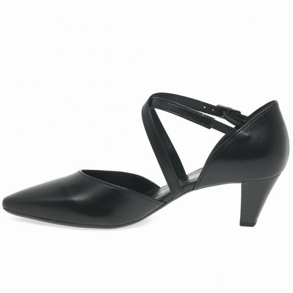 Talons Gabor Callow Modern Cross Strap Court Femme Noir | SDZR-49518