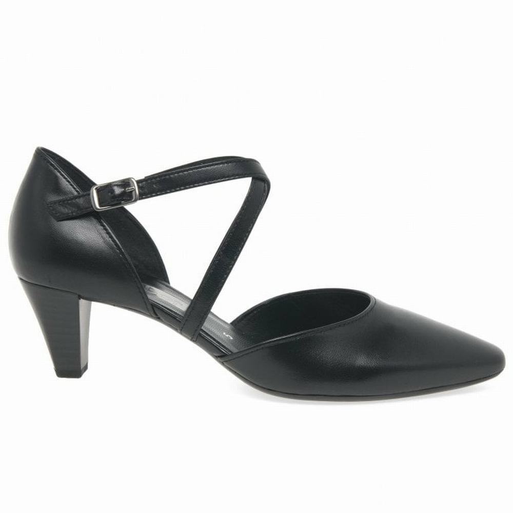 Talons Gabor Callow Modern Cross Strap Court Femme Noir | SDZR-49518