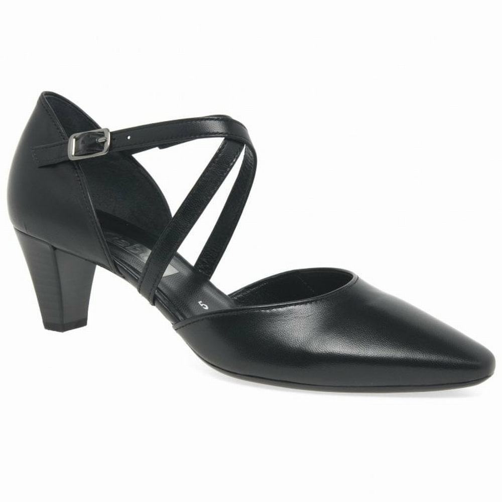 Talons Gabor Callow Modern Cross Strap Court Femme Noir | SDZR-49518